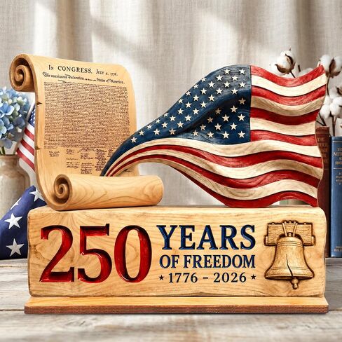 250 Anniversary USA Decorations, 9" Wooden America 250 Merchandise Sign, Fourth of July Decorations, Patriotic Decor, USA 250th Anniversary 4th of July Gifts, America 250th Birthday Gifts in Saudi Arabia