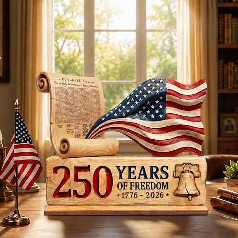 250 Anniversary USA Decorations, 9" Wooden America 250 Merchandise Sign, Fourth of July Decorations, Patriotic Decor, USA 250th Anniversary 4th of July Gifts, America 250th Birthday Gifts in Saudi Arabia