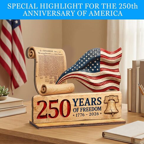 250 Anniversary USA Decorations, 9" Wooden America 250 Merchandise Sign, Fourth of July Decorations, Patriotic Decor, USA 250th Anniversary 4th of July Gifts, America 250th Birthday Gifts in Saudi Arabia