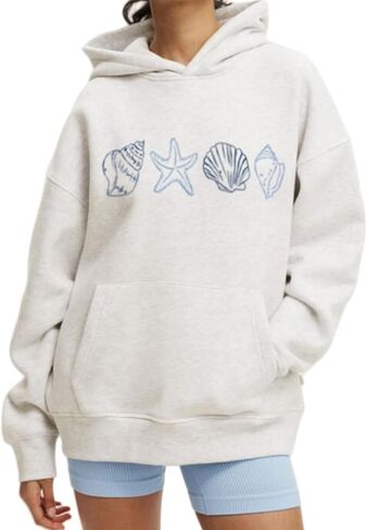 Bow Hoodie Hibiscus Women Oversized Cute Graphic Embroidered Preppy Y2K Long Sleeve Sweatshirt Pullover in Saudi Arabia