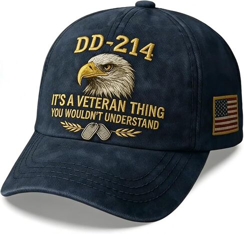DD-214 Army Veteran Hat, Vintage Adjustable Embroidered Badge Patriotic Cap, Veteran Day Gifts Baseball Hat for Men Women in Saudi Arabia