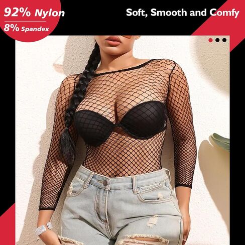 Sexy Lingerie for Women Naughty Fishnet Lingerie Set Bodysuit Outfits Teddy Erotic Sheer Mesh Lingerie Black in Kuwait