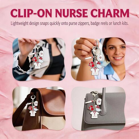 2Pcs Nurse Keychain, Nurse Gifts Set, Cute Medical Nurse Accessories, Practical Nursing Graduation Gifts for Women and Female Nurses, Pink and White in Saudi Arabia