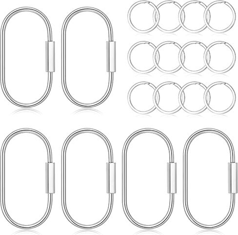 6 Pcs Brass Screw Lock Keychain, 2.52 X 1.34 Inch Silver Key Chain with 12 Metal Rings, Secure Screw Lock Carabiner Clip, Key Organizer Purse Bag Charms Holder for Keys, Purse Charms, Bag Handles in Kuwait