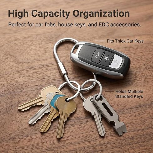 6 Pcs Brass Screw Lock Keychain, 2.52 X 1.34 Inch Silver Key Chain with 12 Metal Rings, Secure Screw Lock Carabiner Clip, Key Organizer Purse Bag Charms Holder for Keys, Purse Charms, Bag Handles in Kuwait