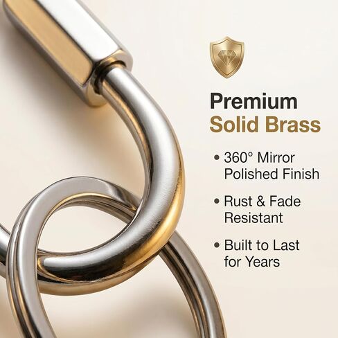 6 Pcs Brass Screw Lock Keychain, 2.52 X 1.34 Inch Silver Key Chain with 12 Metal Rings, Secure Screw Lock Carabiner Clip, Key Organizer Purse Bag Charms Holder for Keys, Purse Charms, Bag Handles in Kuwait