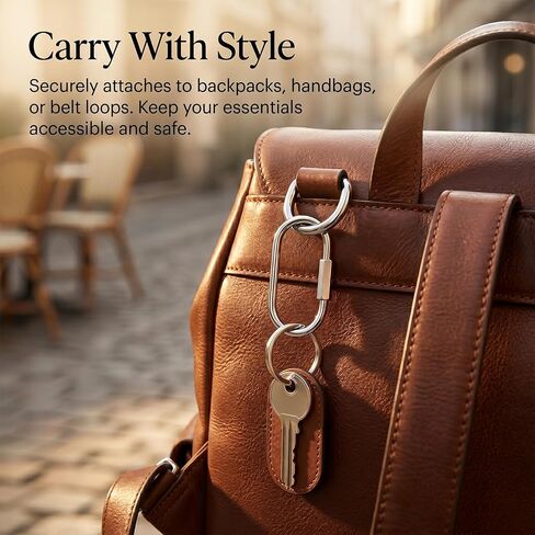6 Pcs Brass Screw Lock Keychain, 2.52 X 1.34 Inch Silver Key Chain with 12 Metal Rings, Secure Screw Lock Carabiner Clip, Key Organizer Purse Bag Charms Holder for Keys, Purse Charms, Bag Handles in Kuwait