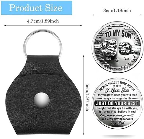 To My Son I Believe In You- Coin Pocket Hug from Dad, Just Do Your Best Coin Never Forget How Much I Love You Keychain in Saudi Arabia