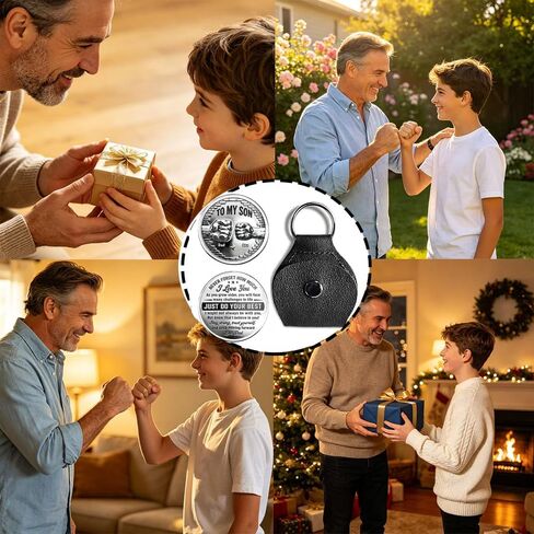 To My Son I Believe In You- Coin Pocket Hug from Dad, Just Do Your Best Coin Never Forget How Much I Love You Keychain in Saudi Arabia