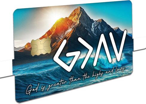 God is Greater Than the Highs and Lows – Credit Card Skin Sticker Cover Decal Wrap 2-Pack – Mountain & Waves Faith Symbol Design in Saudi Arabia