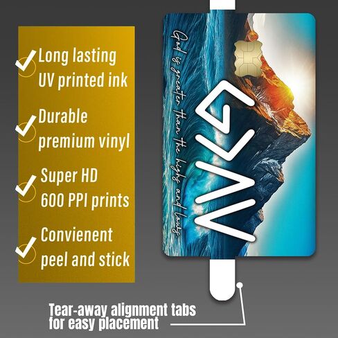 God is Greater Than the Highs and Lows – Credit Card Skin Sticker Cover Decal Wrap 2-Pack – Mountain & Waves Faith Symbol Design in Saudi Arabia
