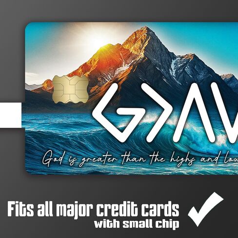 God is Greater Than the Highs and Lows – Credit Card Skin Sticker Cover Decal Wrap 2-Pack – Mountain & Waves Faith Symbol Design in Saudi Arabia