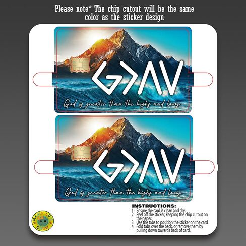 God is Greater Than the Highs and Lows – Credit Card Skin Sticker Cover Decal Wrap 2-Pack – Mountain & Waves Faith Symbol Design in Saudi Arabia