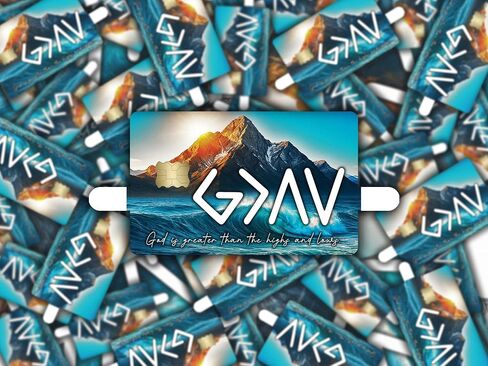 God is Greater Than the Highs and Lows – Credit Card Skin Sticker Cover Decal Wrap 2-Pack – Mountain & Waves Faith Symbol Design in Saudi Arabia
