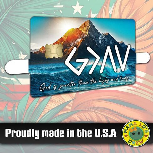 God is Greater Than the Highs and Lows – Credit Card Skin Sticker Cover Decal Wrap 2-Pack – Mountain & Waves Faith Symbol Design in Saudi Arabia