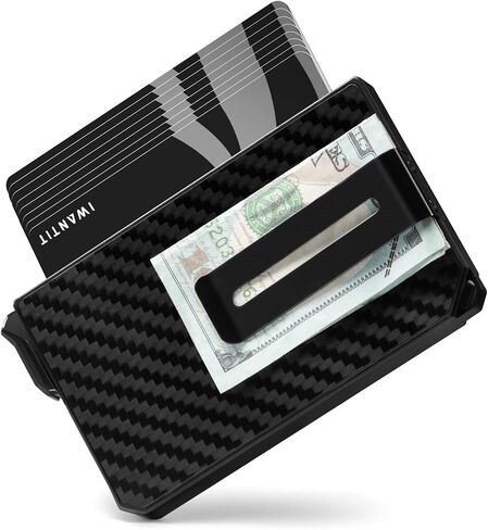 iwantit Pop Up Wallet for Men, Slim Minimalist Credit Card Holder with Money Clip - Man Metal Aluminum Wallet RFID Blocking, Smart Tactical Wallet for Men, Gift for Men (Gungrey) in Saudi Arabia