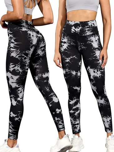 3 Pack Super Soft High Waisted Tie Dye Print Sport Leggings for Women. No See Through Workout Running Yoga Leggings. in Kuwait