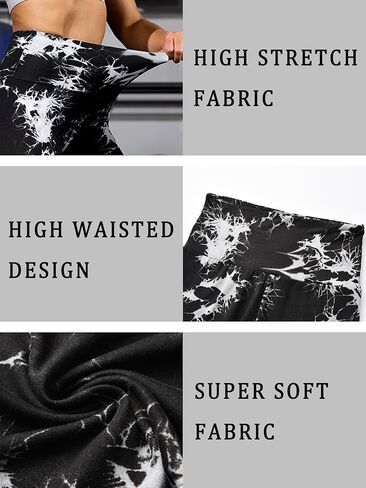 3 Pack Super Soft High Waisted Tie Dye Print Sport Leggings for Women. No See Through Workout Running Yoga Leggings. in Kuwait