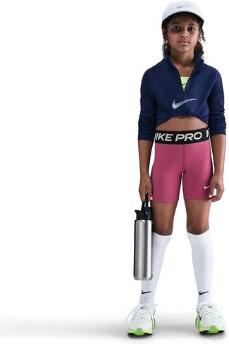 Nike Pro Girls' 5" Shorts (Sweet Beet/Black/White) Size Large in Kuwait