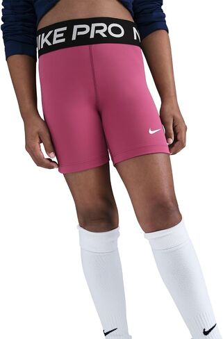 Nike Pro Girls' 5" Shorts (Sweet Beet/Black/White) Size Large in Kuwait