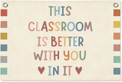 Boho Classroom Banners Decor, Motivational Wall Decor for Classroom, Welcome Sign Canvas Banner Wall Hanging Banners Sign, Back To School Decors for Preschool Nursery Teacher, 20x30 Inch-A05 in Saudi Arabia