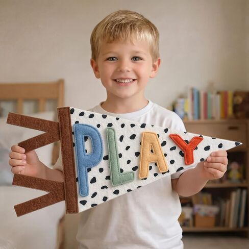 Mindsoft 2 Pcs Reading Corner Decor Composition Read Play Wall Pennants Banners 13.78 x 7.87 Inch Classroom Wall Felt Banner Flag for Playroom Kindergarten Primary School Nurseries in Kuwait