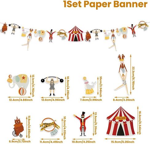 KUNGOON Circus Happy Birthday Banner, Carnival Theme Party Decorations with Colorful Bunting, Amusement Park Design for Baby Boys Girls Kids Birthday Party. in Kuwait