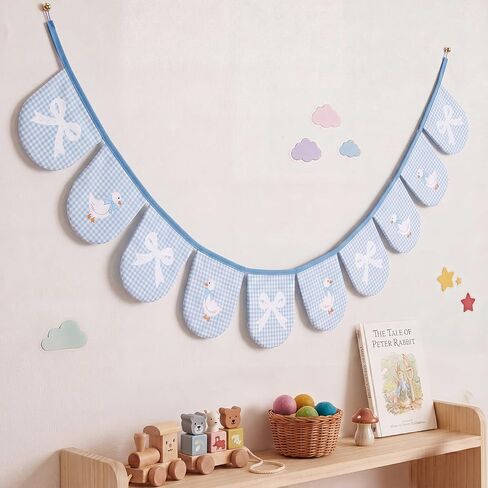 One Silly Goose Gingham Banner Pink Silly Goose 1st Birthday Decor Oval Embroidery Flag Garland with Bows for Baby Shower Gender Reveal Birthday Party Nursery Room Decor in Saudi Arabia