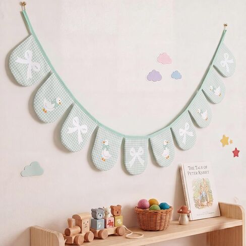One Silly Goose Gingham Banner Pink Silly Goose 1st Birthday Decor Oval Embroidery Flag Garland with Bows for Baby Shower Gender Reveal Birthday Party Nursery Room Decor in Saudi Arabia