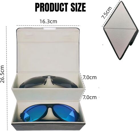 2-Slot Sunglasses Travel Case, PU Leather, Magnetic Closure, Portable Dual Eyeglasses Organizer for Oversized Glasses, Men & Women in Saudi Arabia