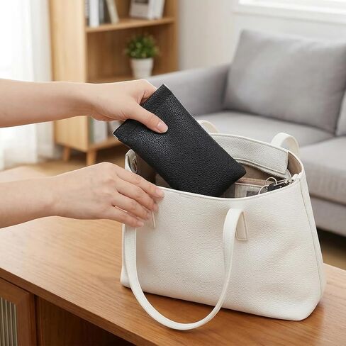 2Pcs Soft Glasses Case, PU Leather Glasses Case Soft Eyeglass Cases for Women Men Squeeze Top Sunglasses Pouch Travel with Cleaning Cloth(Black) in Kuwait