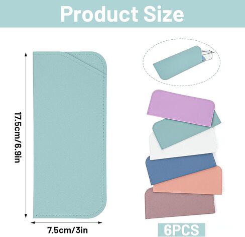6 Pack Glasses Case Soft Leather Glasses Pouch 7x3 Inch Portable Soft Eyeglass Case For Women Eyeglasses Pouch For Women Travelling Reading in Kuwait