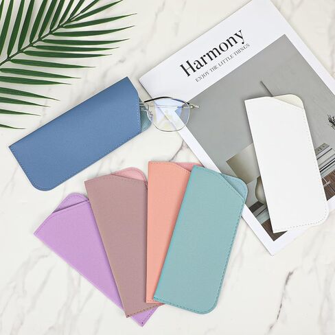 6 Pack Glasses Case Soft Leather Glasses Pouch 7x3 Inch Portable Soft Eyeglass Case For Women Eyeglasses Pouch For Women Travelling Reading in Kuwait