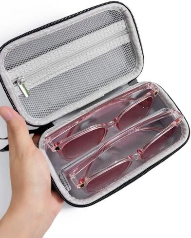 Double Eyeglasses Case, Hard Shell Dual Glasses Case Travel Sunglasses Organizer for Men Women in Kuwait