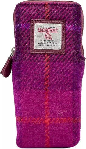 Harris Tweed Double Glasses Sleeve – Wool from Scotland Purple Check Zip Case 6.49" x 3.14" x 1.37" in Saudi Arabia
