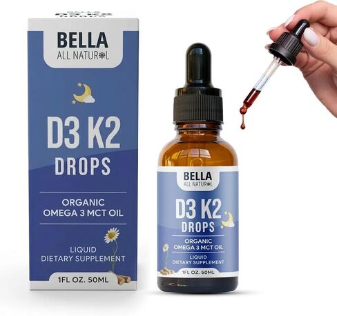 Bella All Natural Vitamin D3 K2 Drops Organic Omega 3 MCT Oil - Evening in Kuwait