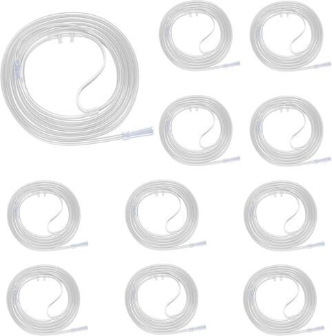 10 Pack 6.65Ft (2M) Oxygen Nasal Cannula for Adult, Soft & Lightweight High Flow Oxygen Tubing with Curved Nose Piece, Non Kinking, Latex-Free, Each with Individually Sealed Package in Saudi Arabia