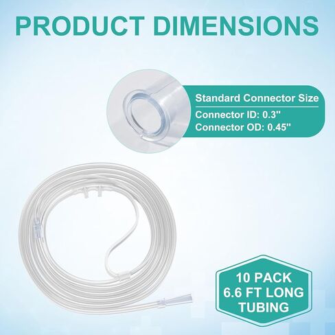 10 Pack 6.65Ft (2M) Oxygen Nasal Cannula for Adult, Soft & Lightweight High Flow Oxygen Tubing with Curved Nose Piece, Non Kinking, Latex-Free, Each with Individually Sealed Package in Saudi Arabia