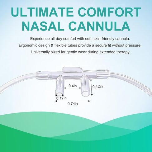 10 Pack 6.65Ft (2M) Oxygen Nasal Cannula for Adult, Soft & Lightweight High Flow Oxygen Tubing with Curved Nose Piece, Non Kinking, Latex-Free, Each with Individually Sealed Package in Saudi Arabia