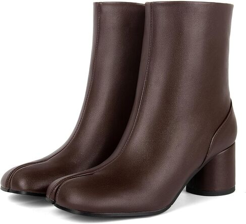 KOKOMOMO Womens Tabi Boots Split Toe Ankle Booties Cylindrical Chunky Heels Japanese Ninja Shoes Zipper Block Heel Short Boot Daily Work Party Dress Shoes for Ladies in Saudi Arabia