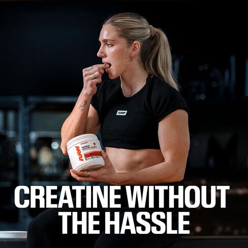 علكات الكرياتين من RAW Nutrition، البطيخ الحامض، 5 جرام كرياتين مونوهيدرات، يدعم القوة والأداء عالي الكثافة، مكمل غذائي قابل للمضغ بدون خلط قبل/بعد التمرين، 120 علكة (30 حصة) in Kuwait