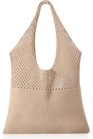 Premillow Crochet Beach Bags for Women, Summer Beach Tote Bag, Mesh Cute Beach Purse, Aesthetic Knit Bag Handbag Shoulder Bag in Saudi Arabia