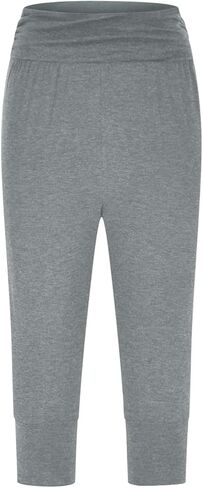 Capri Pants for Women, Stretch Fitted Cropped Joggers Elastic Waist Sweatpants for Casual Lounging Workout Gym in Saudi Arabia
