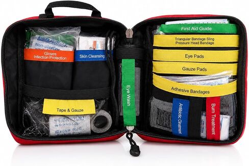 Rapid Care 164 Piece Outdoor Adventure First Aid Kit | ANSI & OSHA Compliant Emergency Medical Kit with Color Coded Supplies for Camping, Hiking, Travel, Car & Survival Gear in Saudi Arabia