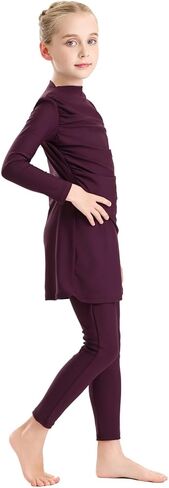 IDOPIP Muslim Swimsuits for Girls Modest Swimwear Burkini Full Cover Rash Guard Top Pants Set with Hijab Islamic Bathing Suit in Saudi Arabia