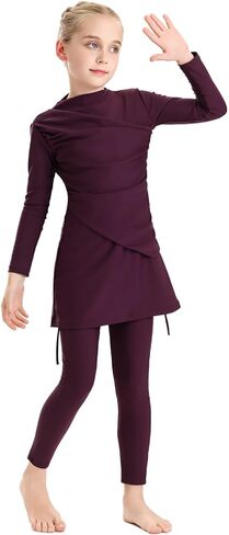 IDOPIP Muslim Swimsuits for Girls Modest Swimwear Burkini Full Cover Rash Guard Top Pants Set with Hijab Islamic Bathing Suit in Saudi Arabia