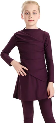 IDOPIP Muslim Swimsuits for Girls Modest Swimwear Burkini Full Cover Rash Guard Top Pants Set with Hijab Islamic Bathing Suit in Saudi Arabia