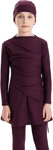 IDOPIP Muslim Swimsuits for Girls Modest Swimwear Burkini Full Cover Rash Guard Top Pants Set with Hijab Islamic Bathing Suit in Saudi Arabia