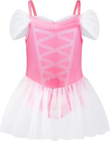 3-7Y Girls Princess Swimsuit, Toddlers Bathing Suit 1 Piece Swimwear Off-Shoulder Swimming Suit with Skirt for Kids in Saudi Arabia