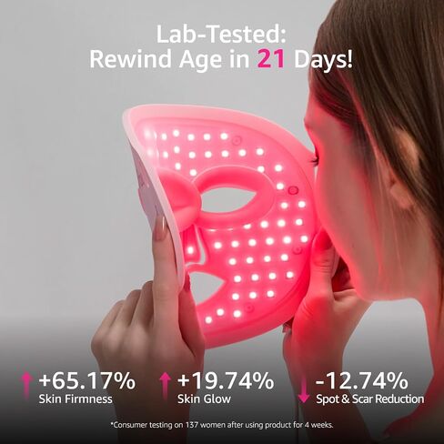 IFAE Red Light Therapy for Face and Neck, Red Light Therapy Mask with 850nm Infrared (NIR) Portable Led Face Mask with Eye Protection and Remote for True Anti-Wrinkles Skincare at Home Pink in Saudi Arabia